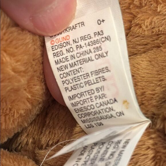 Gund Kraft Peanut Butter Bear Red Bow 10” Retired Limited Edition - Picture 9 of 10